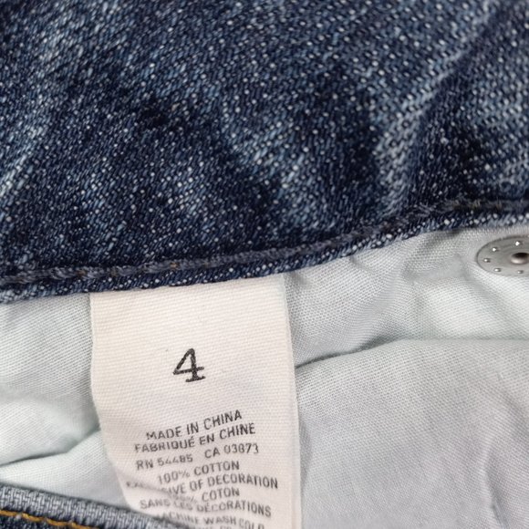 American Eagle 4 Destroyed Mini Blue Denim Jean Shorts Raw Hem - Picture 4 of 7